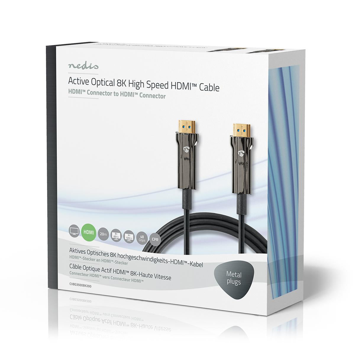 Active Optical Ultra High Speed HDMI™ Cable with Ethernet | HDMI™ Connector | HDMI™ Connector | 8K@60Hz | 48 Gbps | 20.0 m | Round | PVC | Black | Gift Box