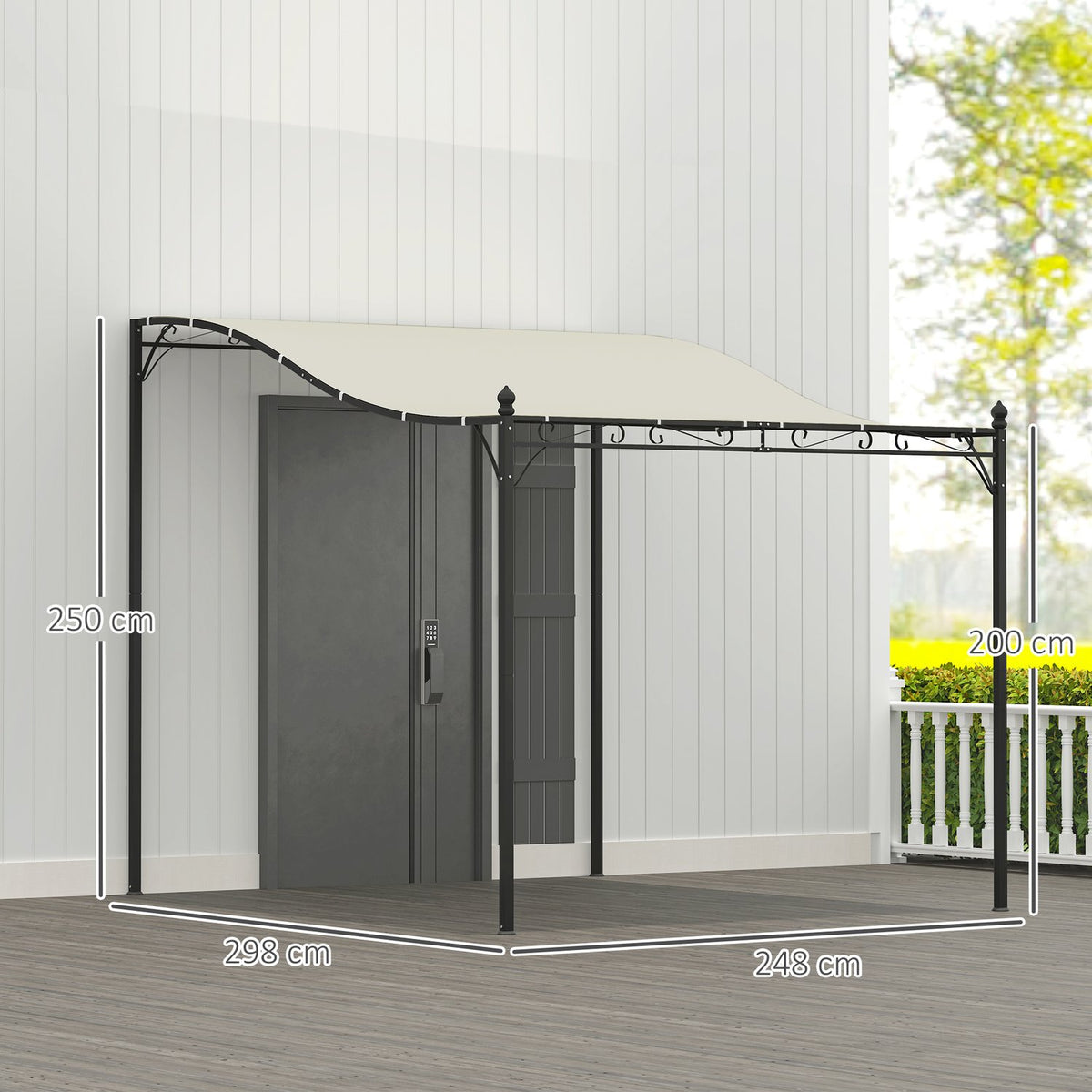 Add-on pavilion pergola with roof, water-repellent pavilion canopy, free-standing garden pavilion, patio pavilion, canopy, sun protection for terrace, garden, approx. 2.5 x 3 x 2.5 m, cream white