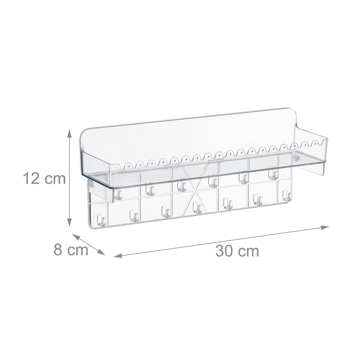 Adhesive Jewelry Organizer with Shelf and Hooks