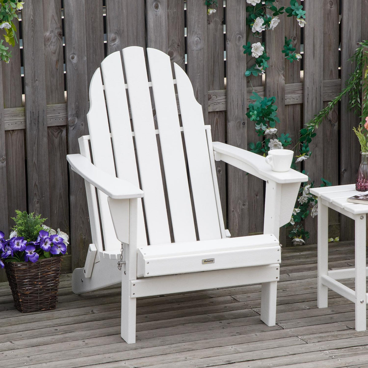 Adirondack Garden Chair Foldable Garden Chair Balcony Chair Garden Furniture White 75X87X93Cm