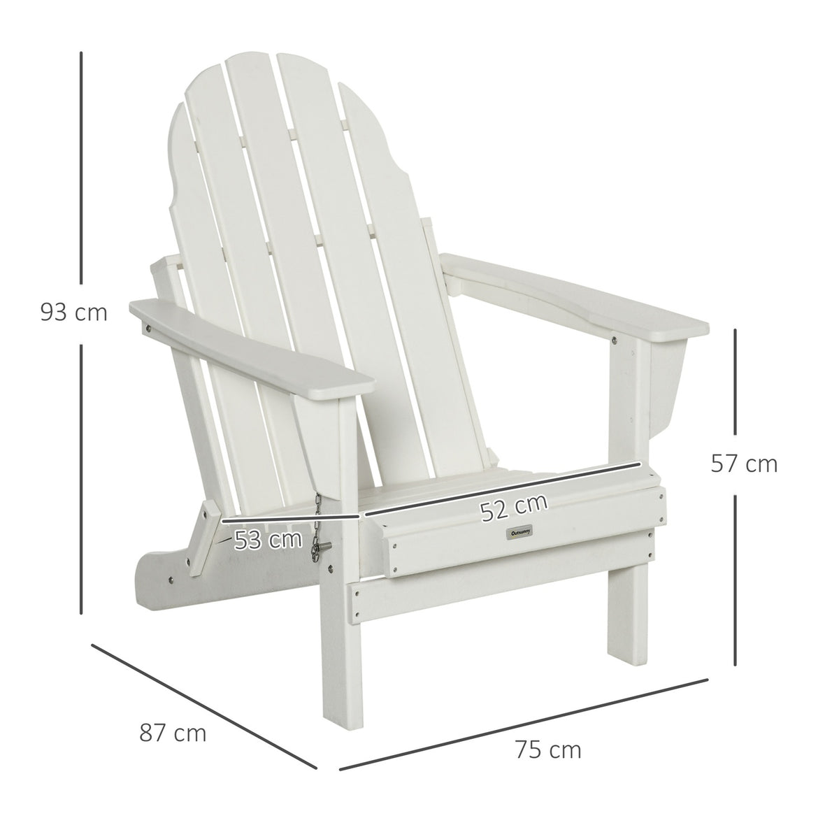 Adirondack Garden Chair Foldable Garden Chair Balcony Chair Garden Furniture White 75X87X93Cm
