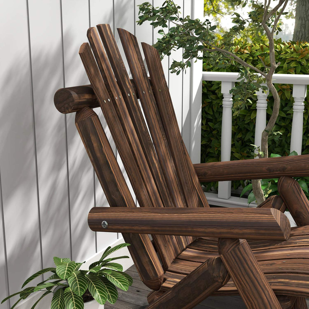 Adirondack Garden Chair Garden Chair Wooden Chair High-Back With Armrest Fir Wood Brown 83 X 68 X 101 Cm