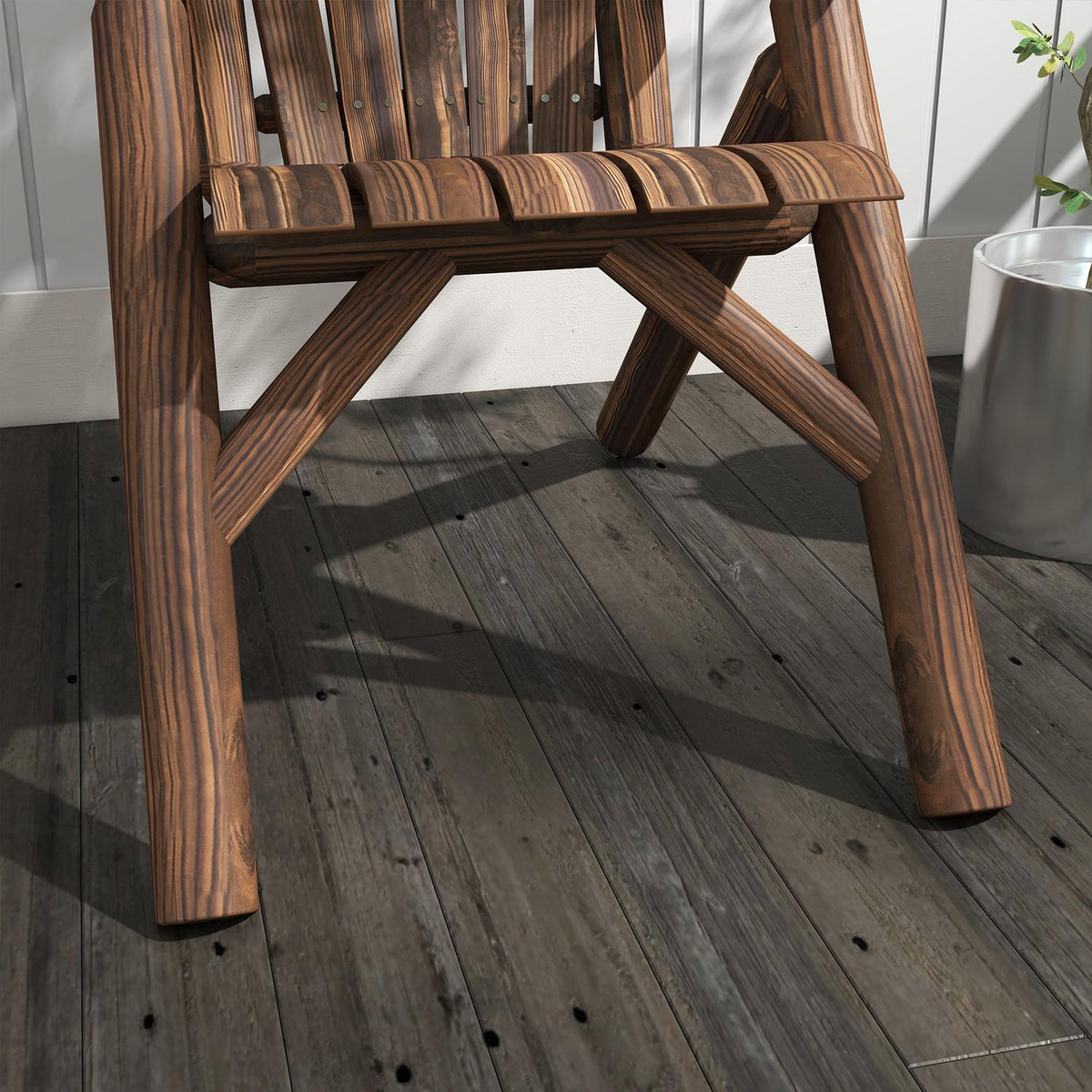 Adirondack Garden Chair Garden Chair Wooden Chair High-Back With Armrest Fir Wood Brown 83 X 68 X 101 Cm