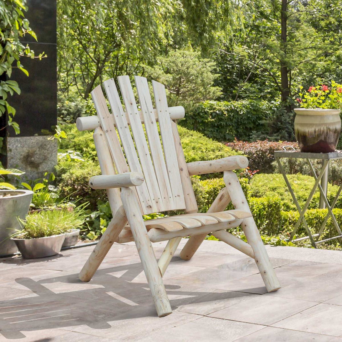 Adirondack Garden Chair Garden Chair Wooden Chair High-Back With Armrest Natural Fir Wood 83 X 68 X 101 Cm