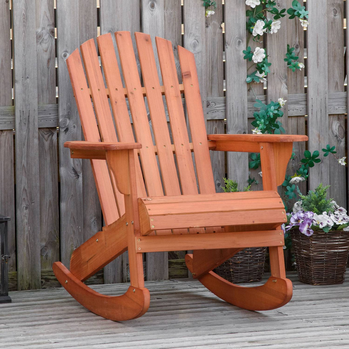 Adirondack Garden Chair Rocking Chair Rocking Chair Garden Chair Garden Furniture Balcony Chair Natural 77 X 94 X 97 Cm