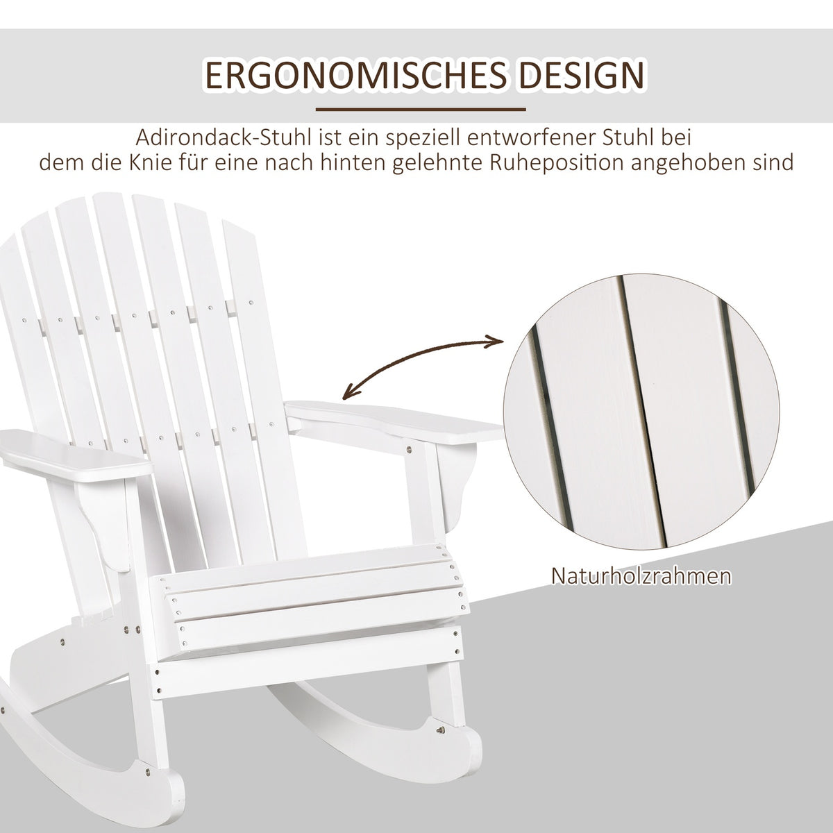 Adirondack Garden Chair Rocking Chair Rocking Chair Garden Chair Garden Furniture Balcony Chair White 77 X 94 X 97 Cm