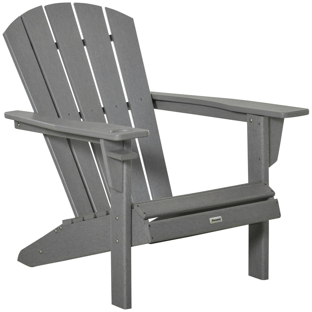 Adirondack Garden Chair With Cup Holder Garden Chair Garden Furniture Balcony Chair Gray Plastic 75 X 87 X 90 Cm