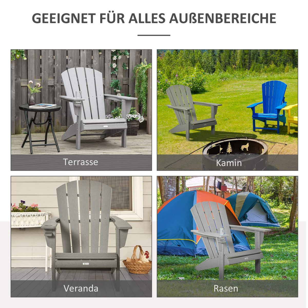 Adirondack Garden Chair With Cup Holder Garden Chair Garden Furniture Balcony Chair Gray Plastic 75 X 87 X 90 Cm
