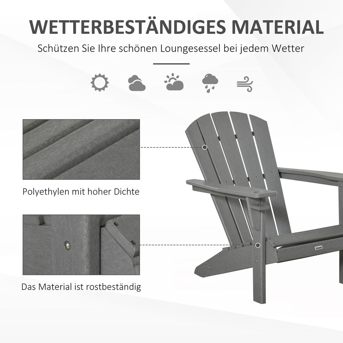 Adirondack Garden Chair With Cup Holder Garden Chair Garden Furniture Balcony Chair Gray Plastic 75 X 87 X 90 Cm