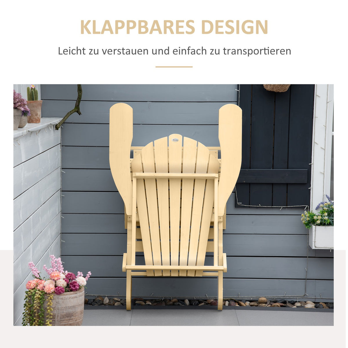 Adirondack Garden Chair With Footrest Folding Garden Lounger Outdoor Garden Furniture Natural Pine Wood 78 X 140 X 94 Cm