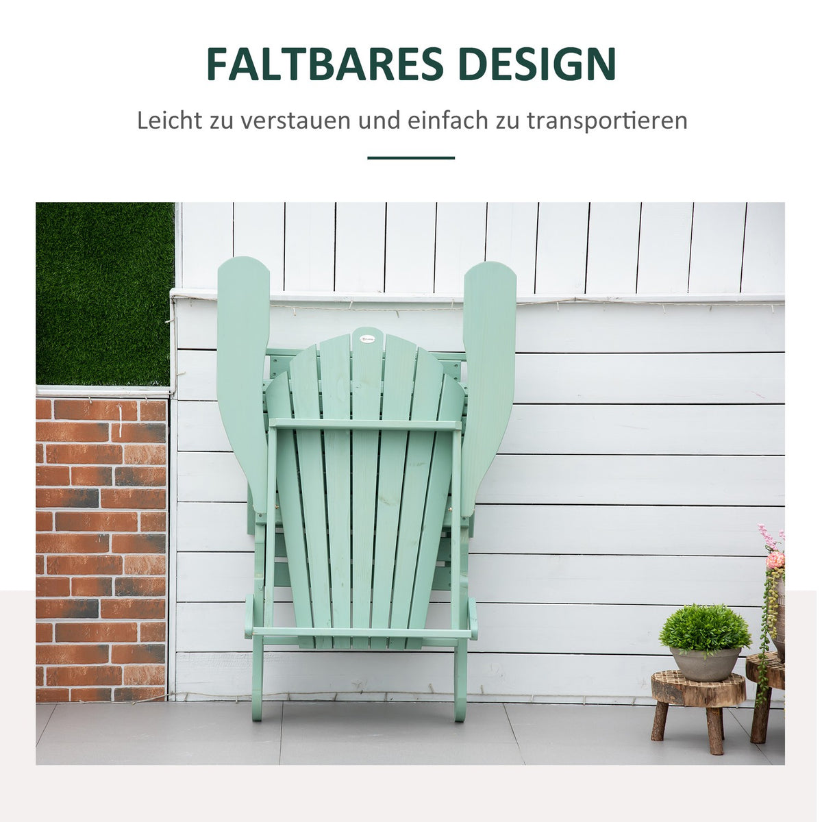 Adirondack Garden Chair With Footrest Folding Garden Lounger Outdoor Garden Furniture Pine Wood Green 78 X 140 X 94 Cm