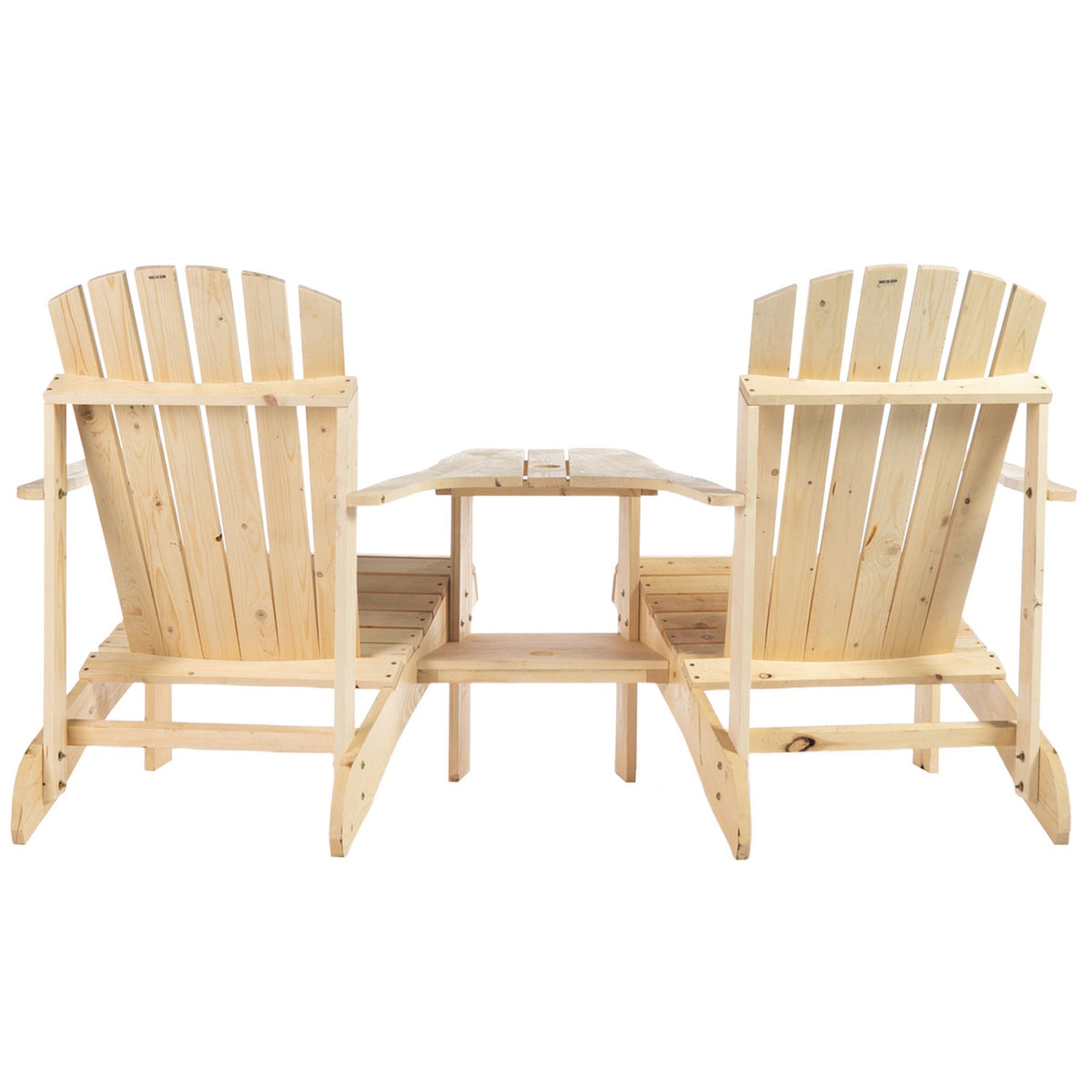 Adirondack Garden Chair With Table And Umbrella Hole 2 Seater Garden Chair Seating Group Garden Furniture For Balcony Solid Wood Natural 178 X 87 X 92 Cm