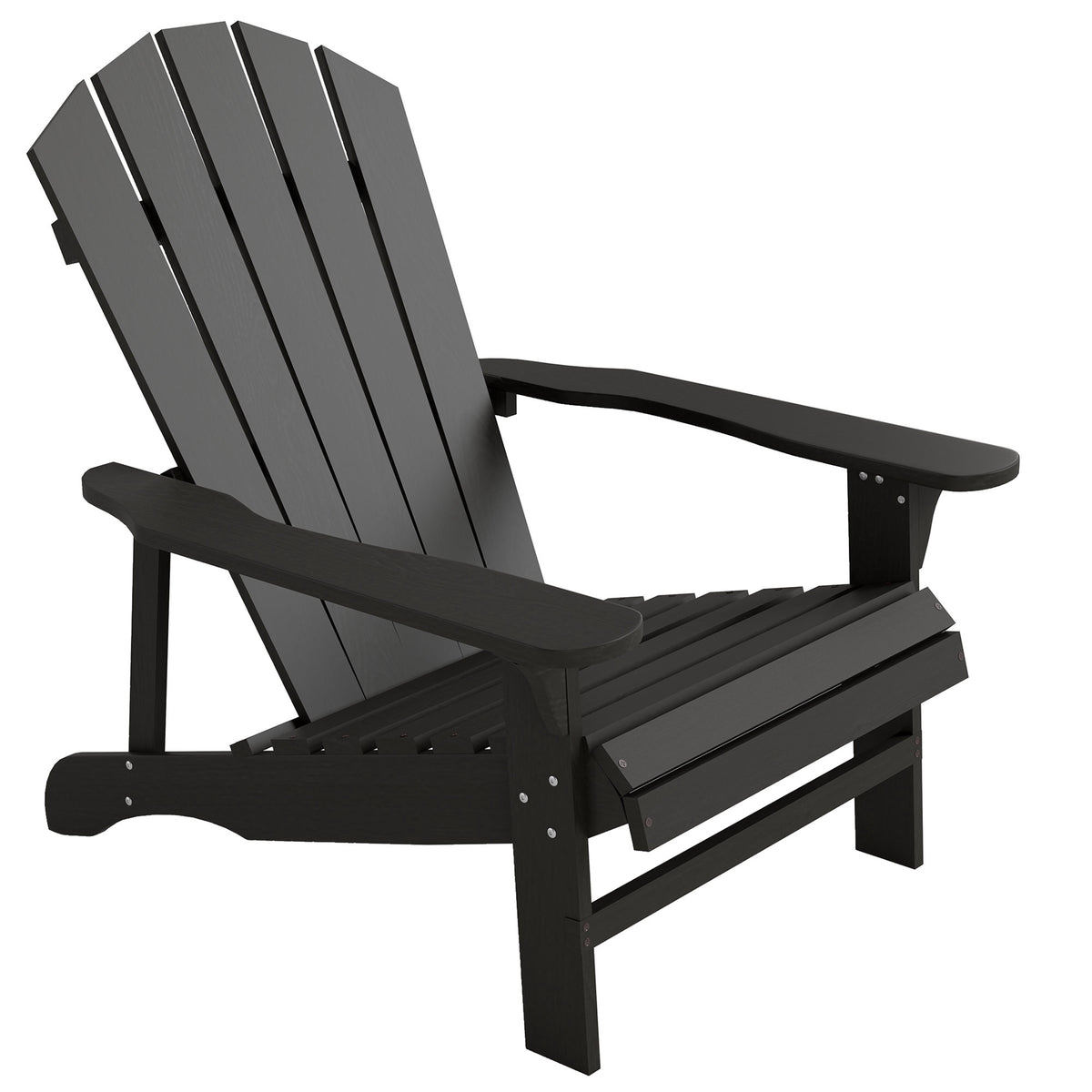 Adirondack Wooden Outdoor Chair, High Back, Black
