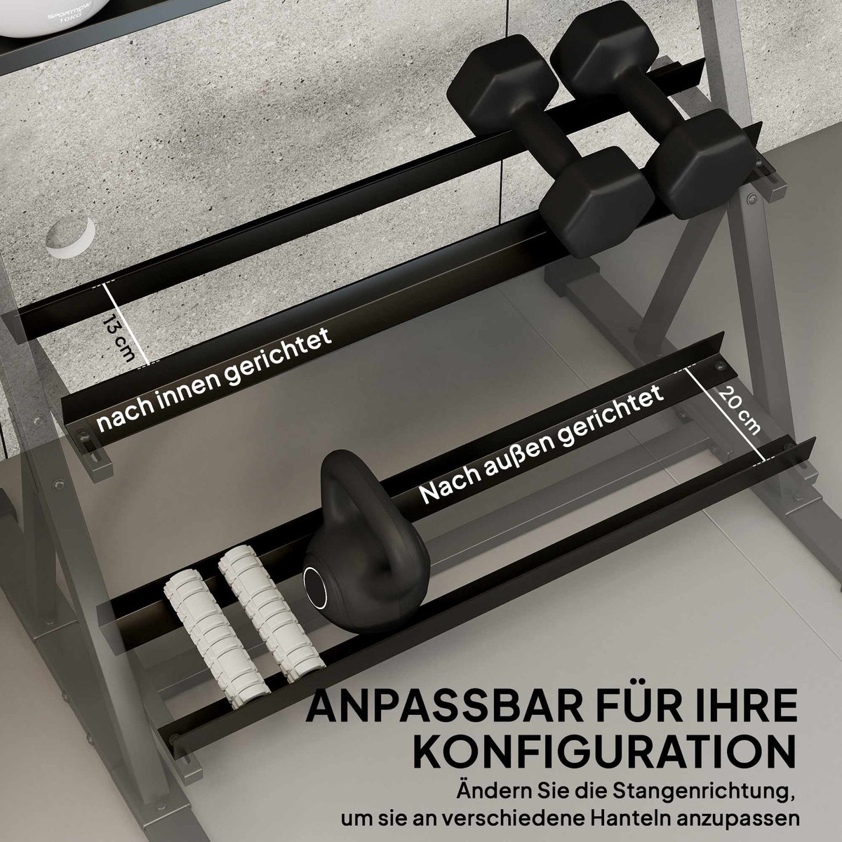Adjustable 3-Tier Dumbbell Rack, 200kg Capacity, Non-Slip