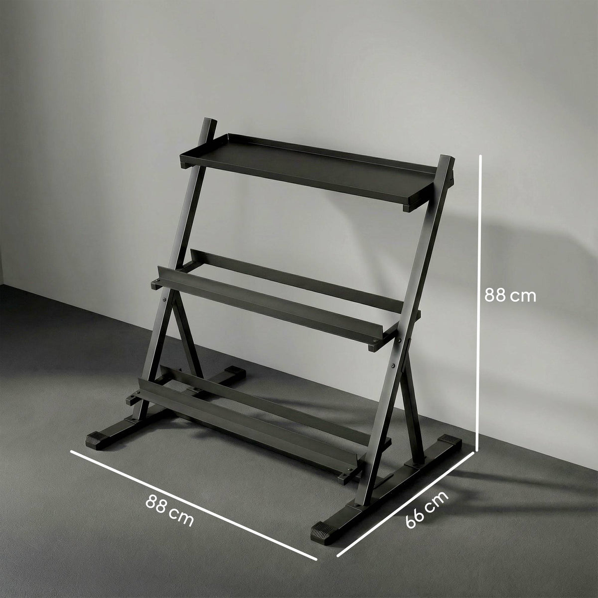 Adjustable 3-Tier Dumbbell Rack, 200kg Capacity, Non-Slip