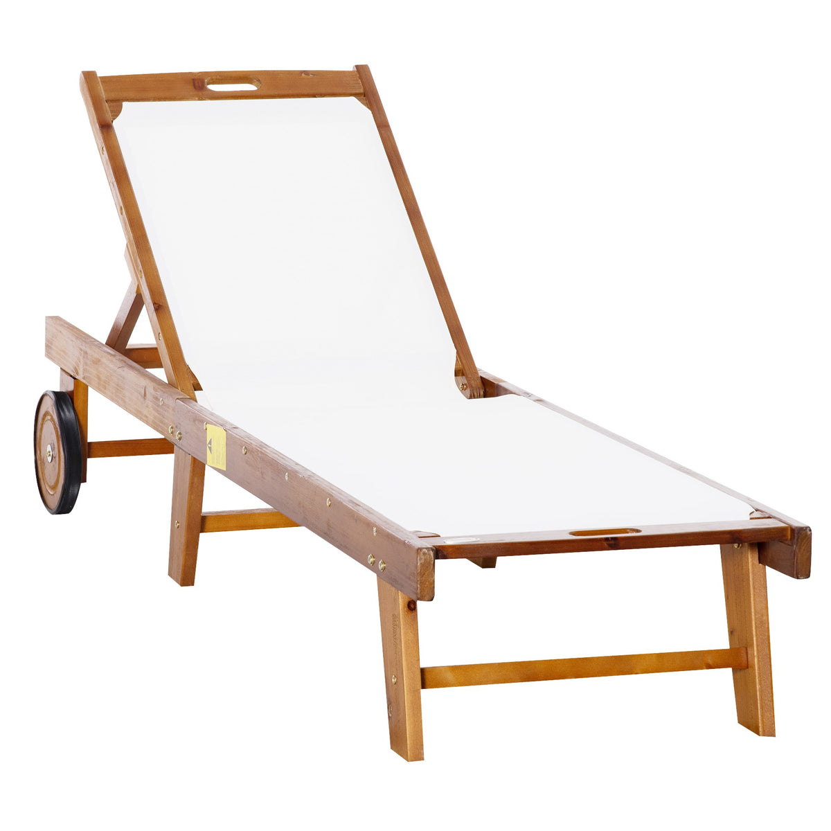 Adjustable Acacia Wood Sun Lounger with Wheels, 198cm