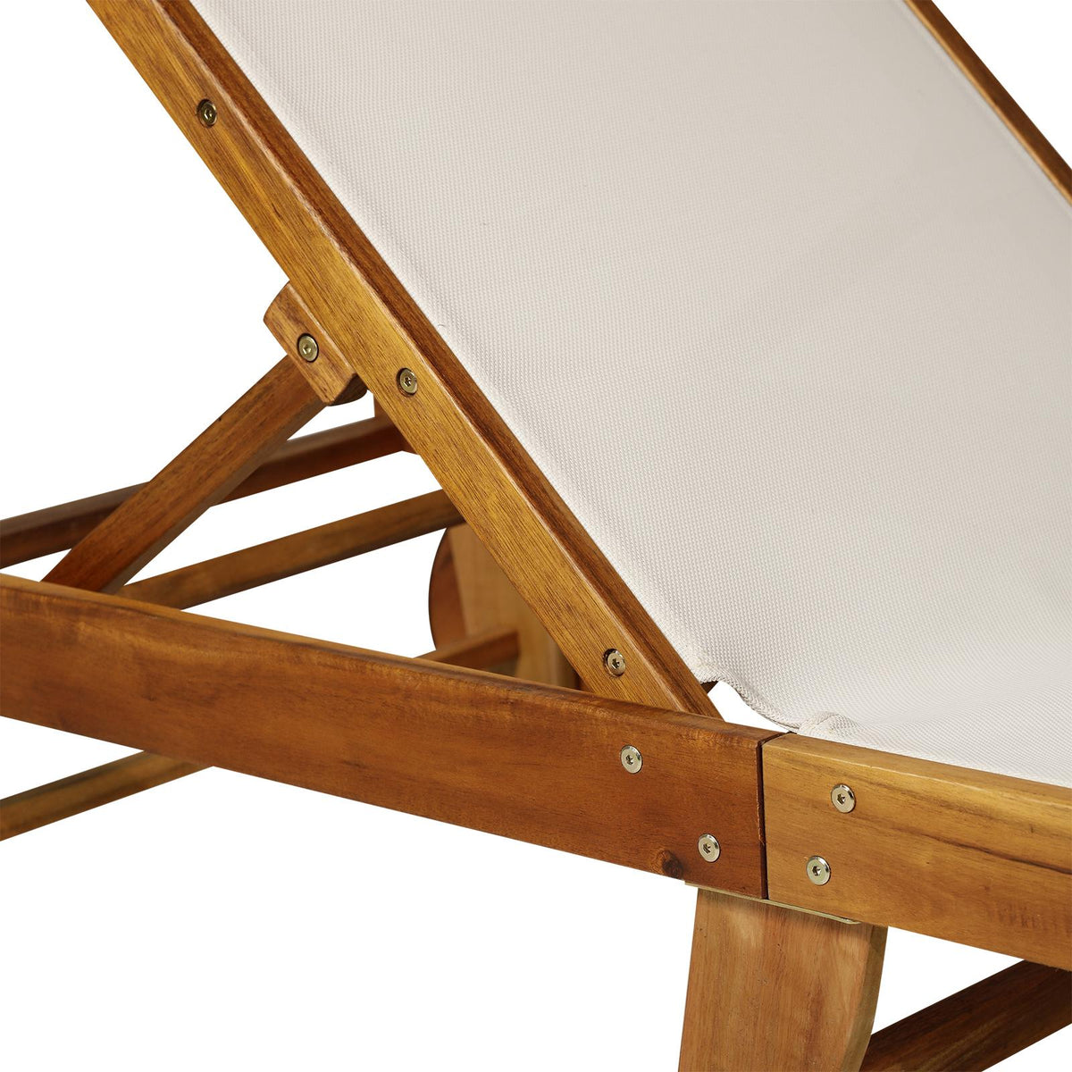 Adjustable Acacia Wood Sun Lounger with Wheels, 198cm