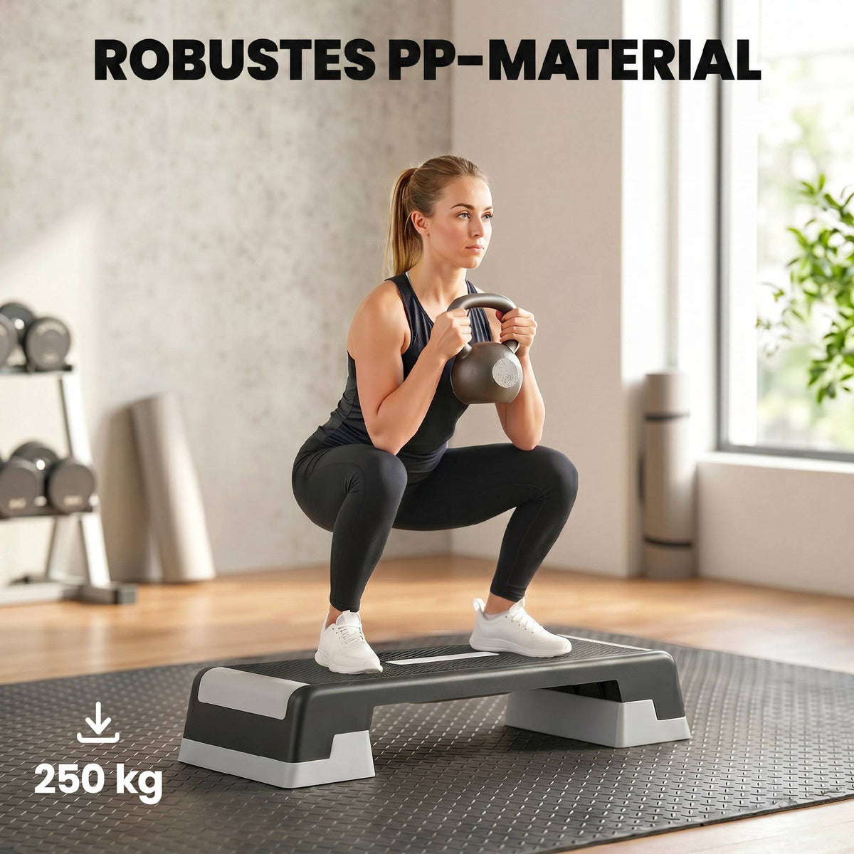 Adjustable Aerobic Step Platform, Non-Slip, 3 Heights 15-25 cm
