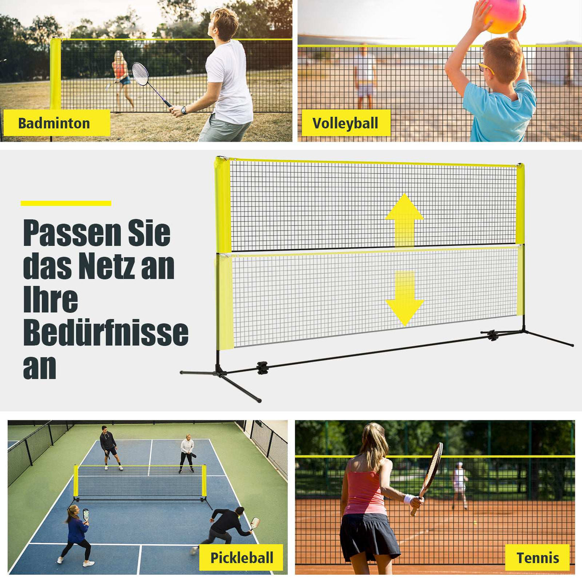 Adjustable Badminton Net Set with Stand, Shuttlecocks, Bag