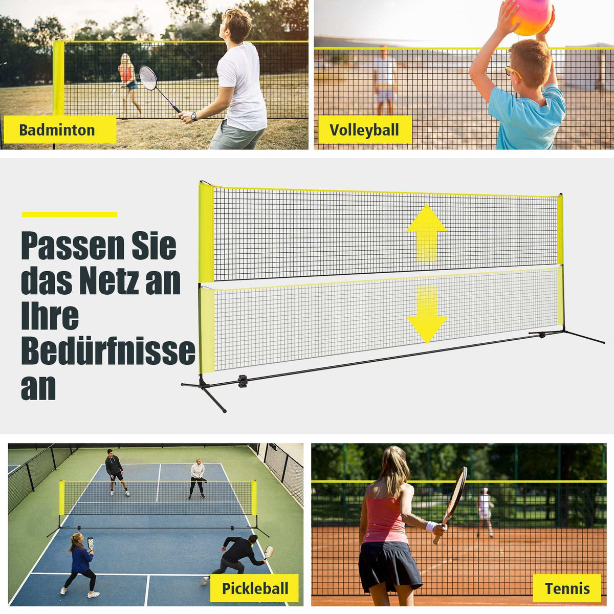 Adjustable Badminton Net Set with Stand and Carry Bag