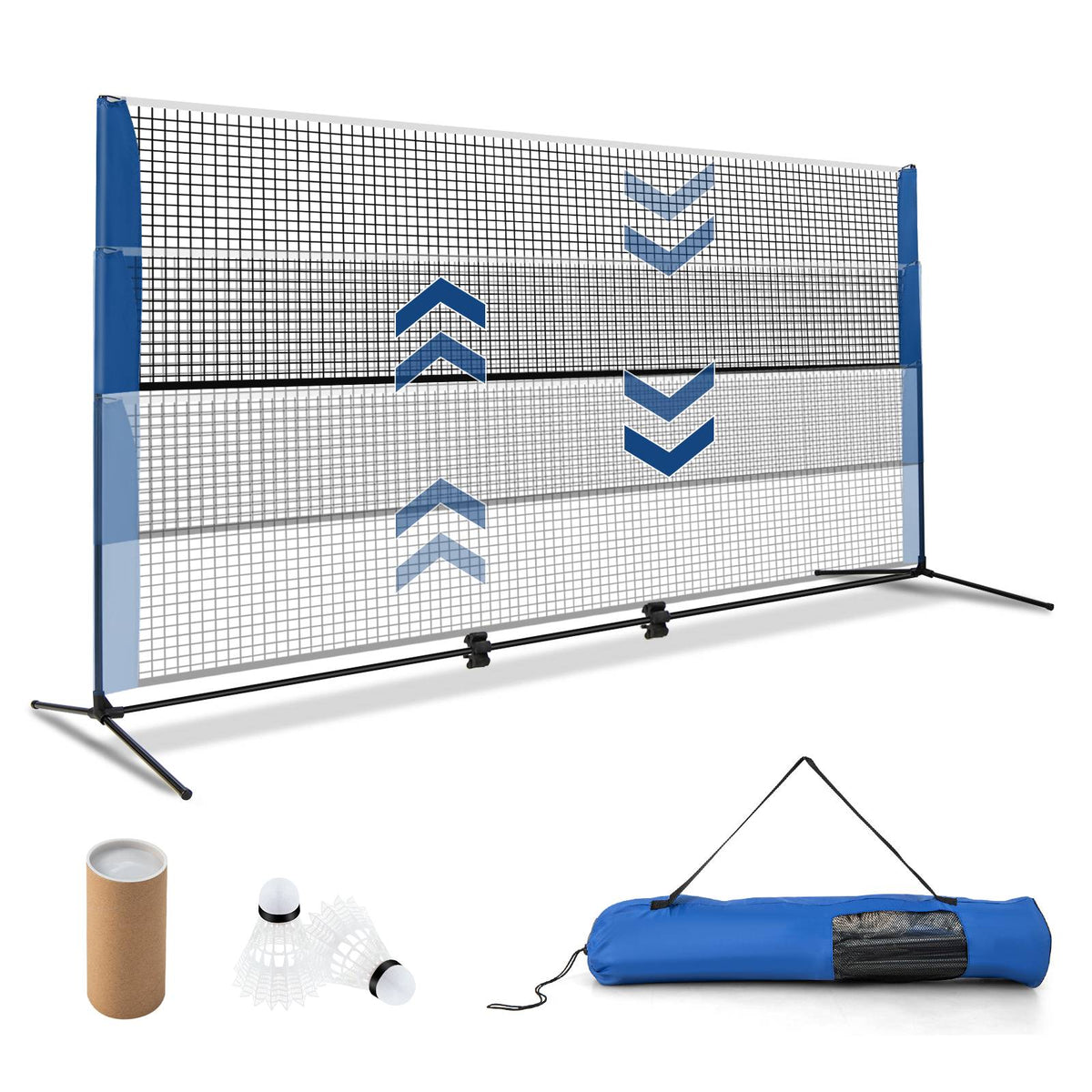 Adjustable Badminton Volleyball Net with Carry Bag and Shuttlecocks