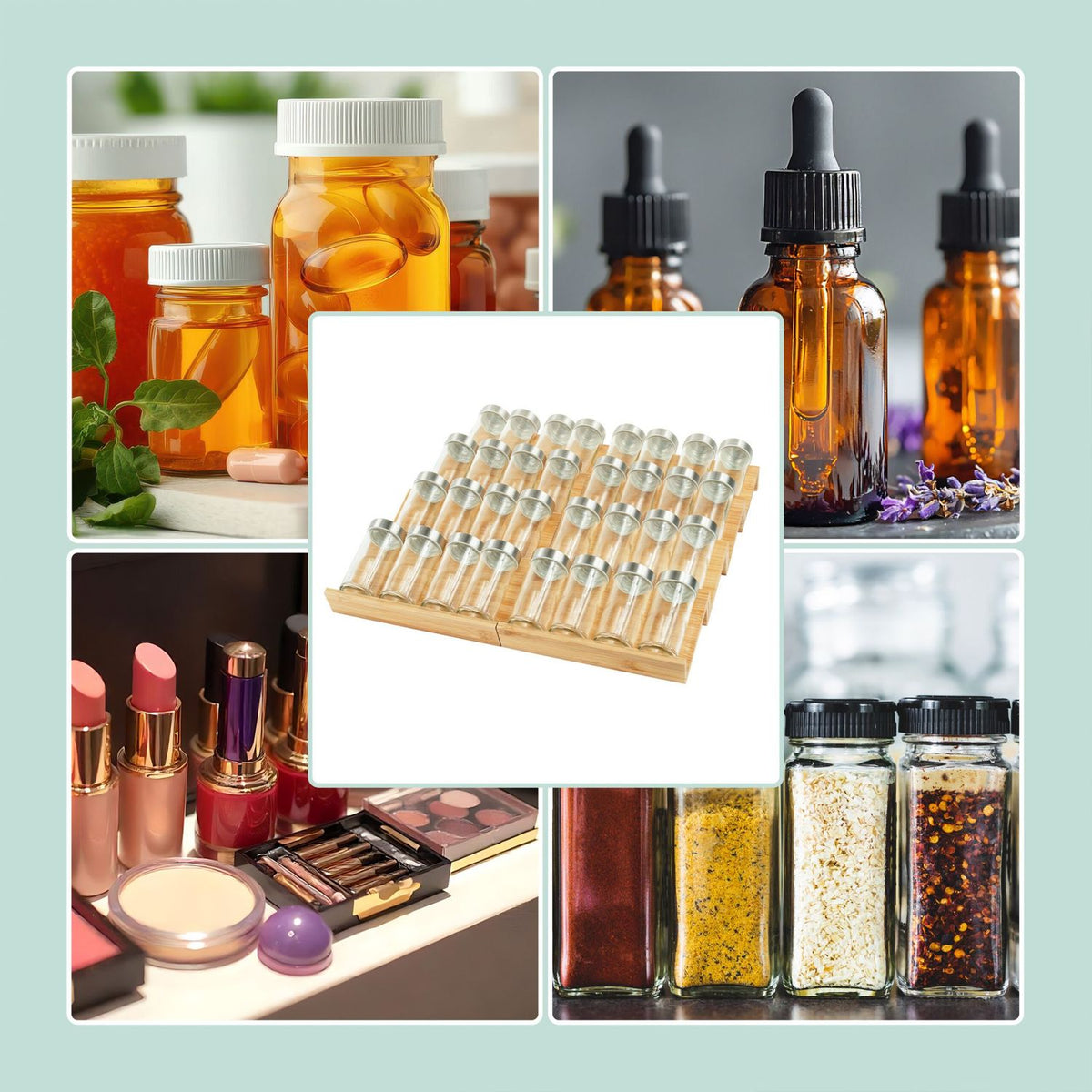Adjustable Bamboo Spice Rack Set – 8 Compartments