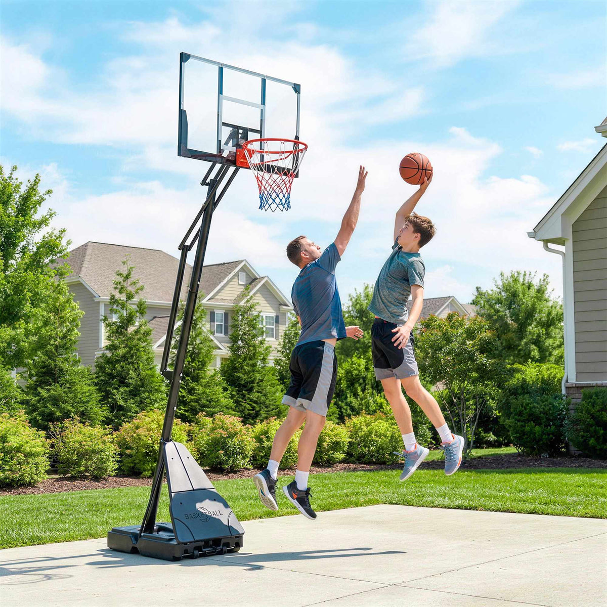 Adjustable Basketball Hoop 2.45-3.05m with Rebound Trainer