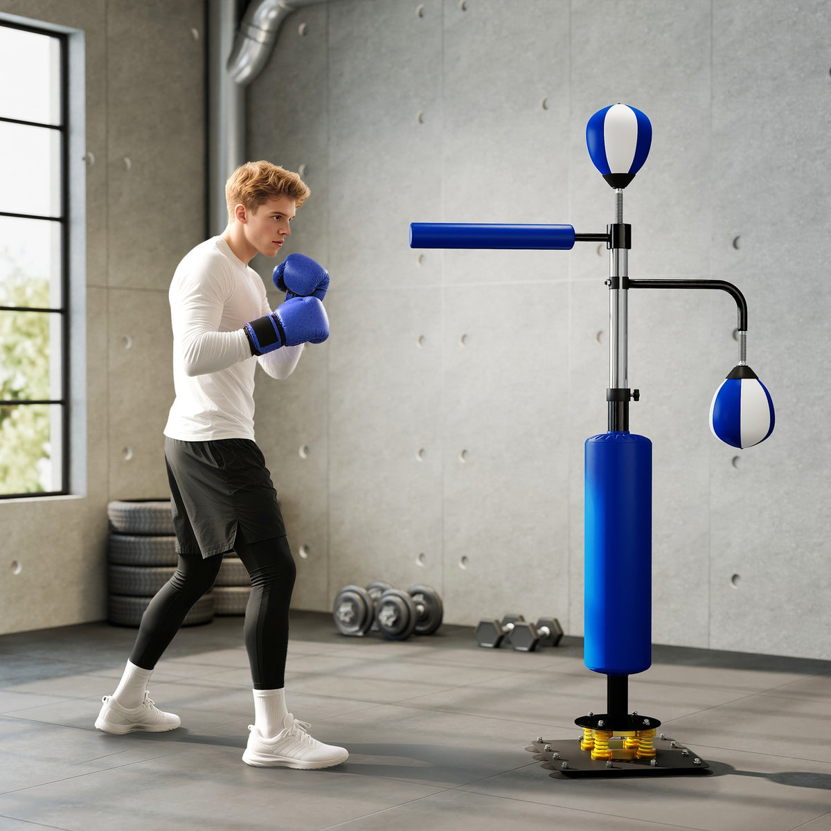 Adjustable Boxing Stand with Speedballs and Kick Pad