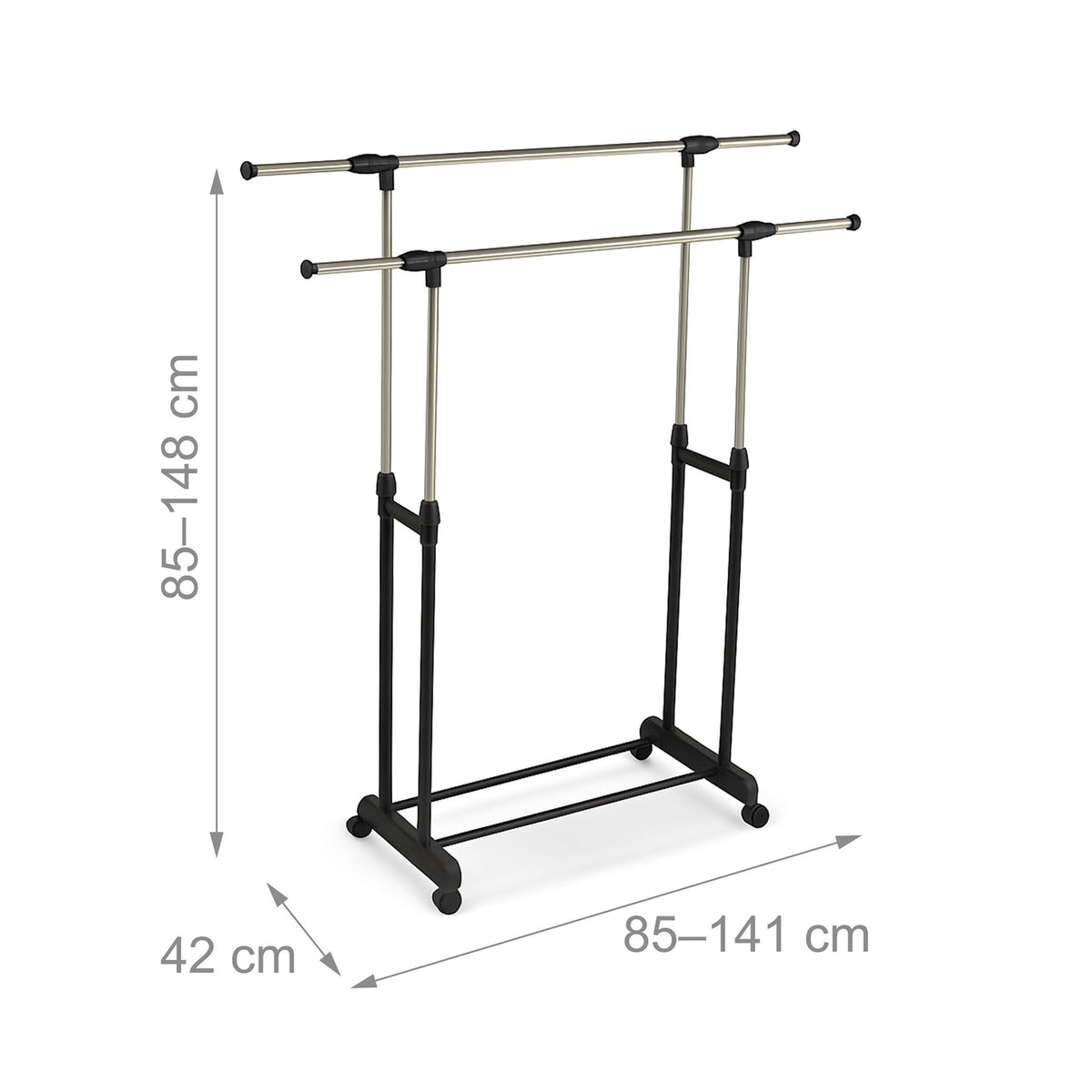 Adjustable Clothes Rack with Wheels – 2 Rails