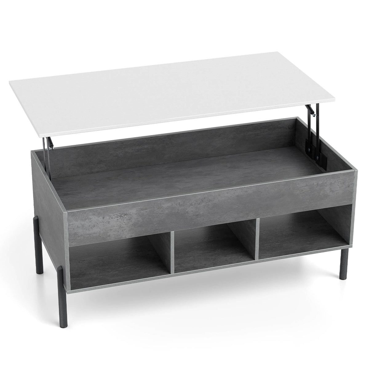 Adjustable Coffee Table with Lift-Top, Storage, Gray