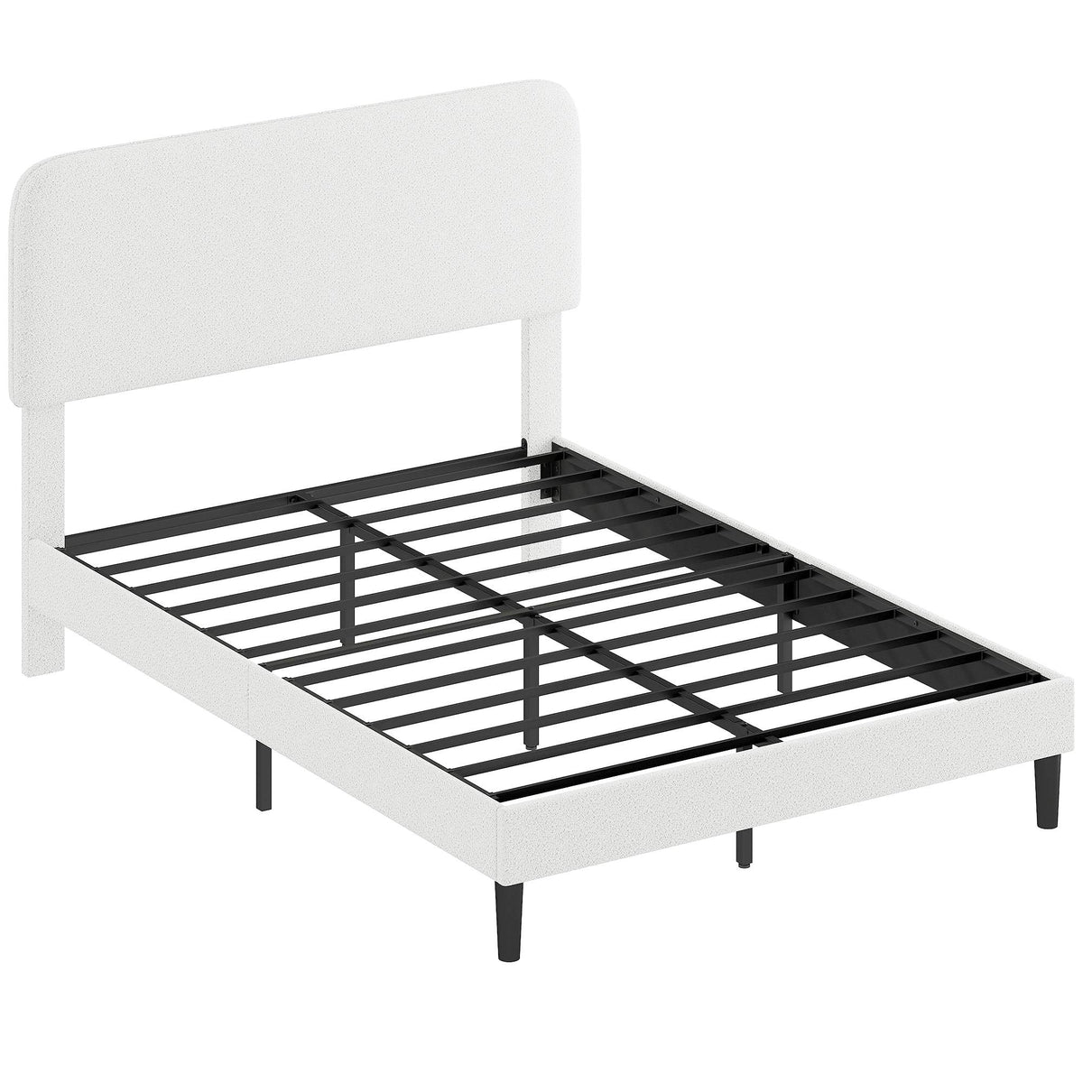 Adjustable Double Bed Frame with Teddy Fleece Headboard