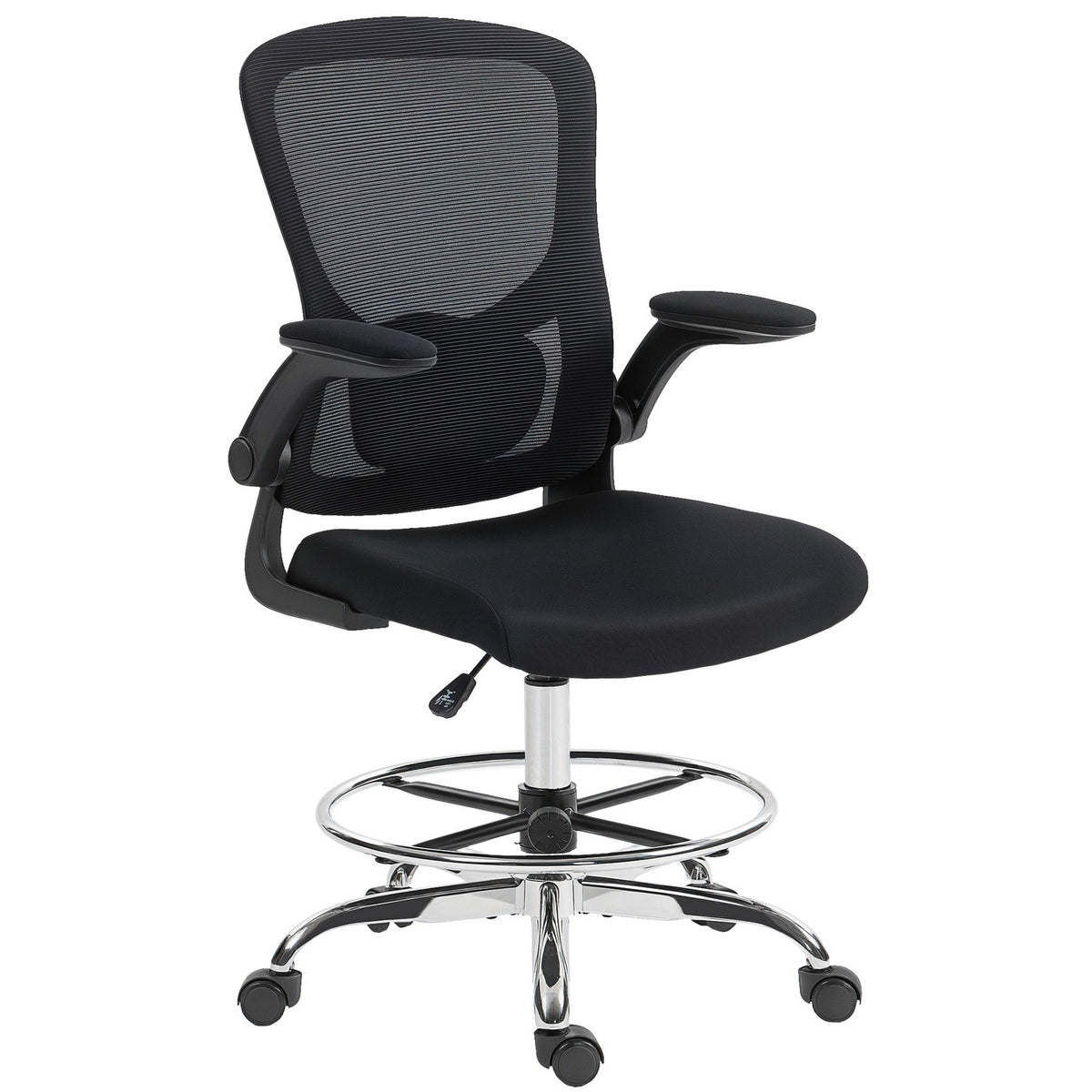 Adjustable Drafting Chair with Lumbar Support – Black