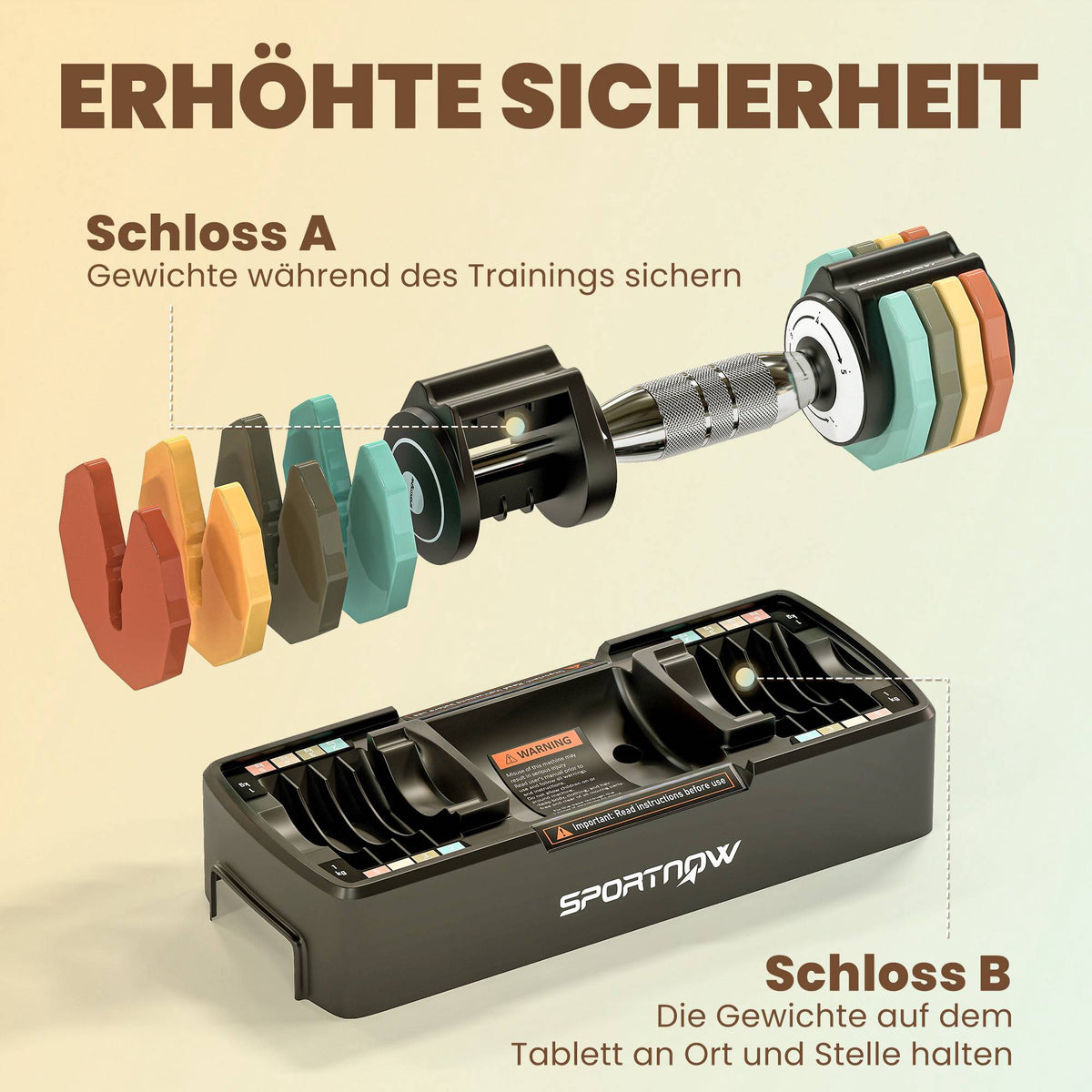Adjustable Dumbbell Set 1-5 kg with Quick-Select Handle
