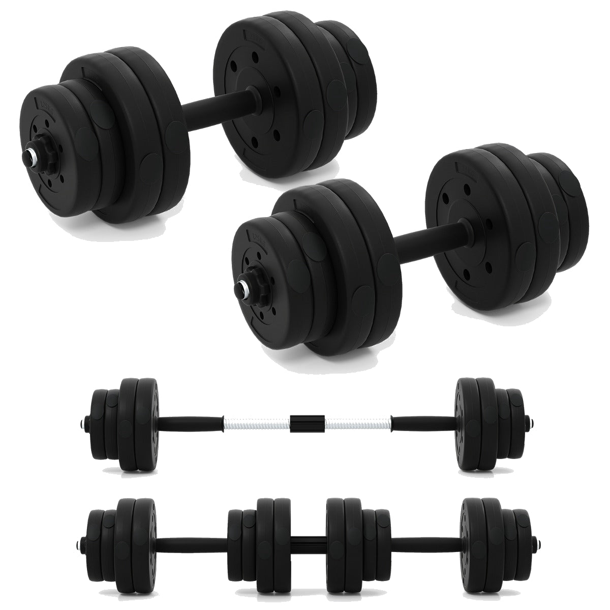 Adjustable Dumbbell Set With Barbell Connector, 30 kg