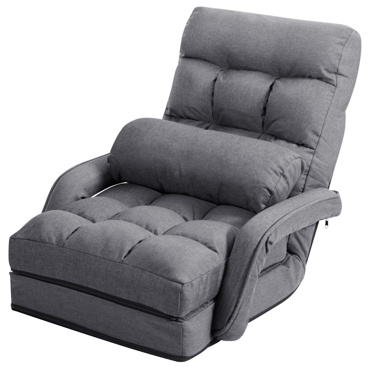 Adjustable Floor Sofa Bed with Reclining Backrest, Gray