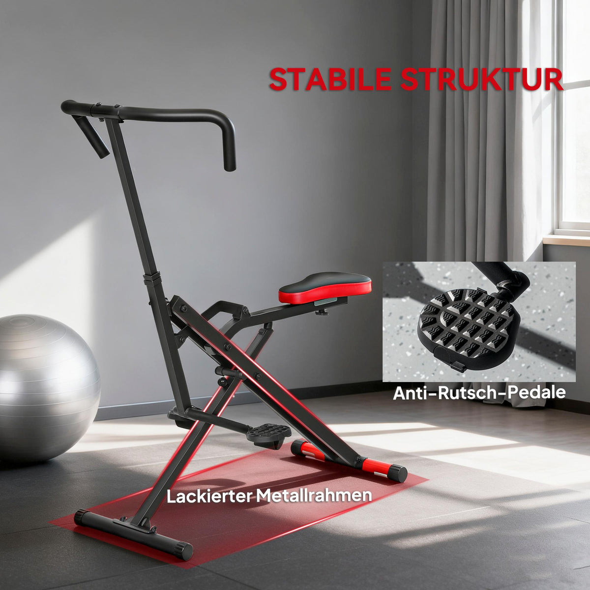 Adjustable Folding Full-Body Exercise Machine, Metal, Red