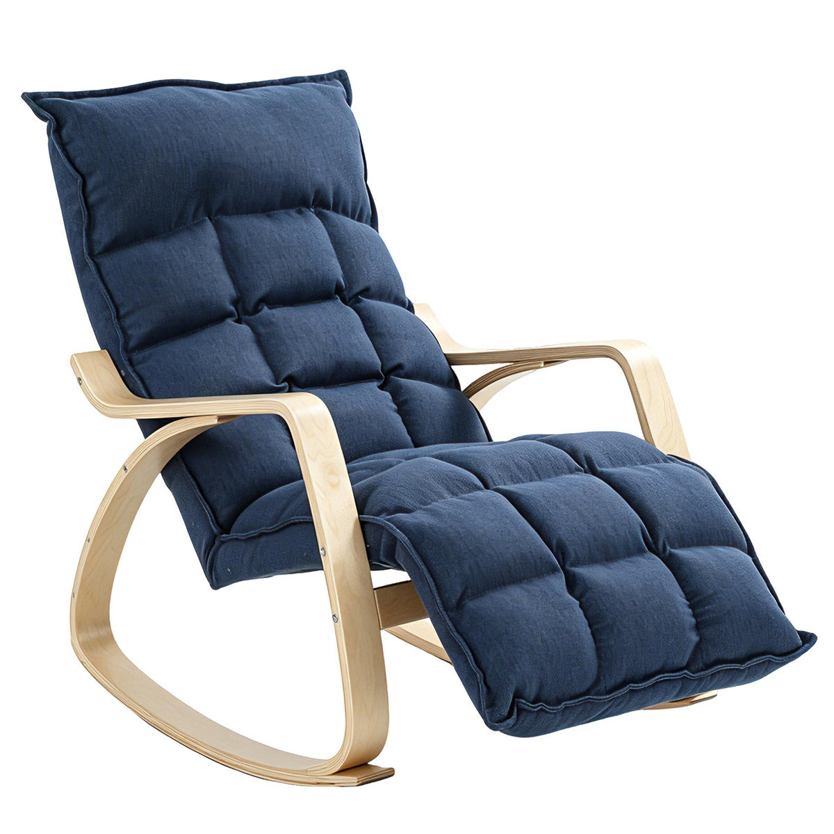 Adjustable Footrest Rocking Chair, Blue Birch Veneer
