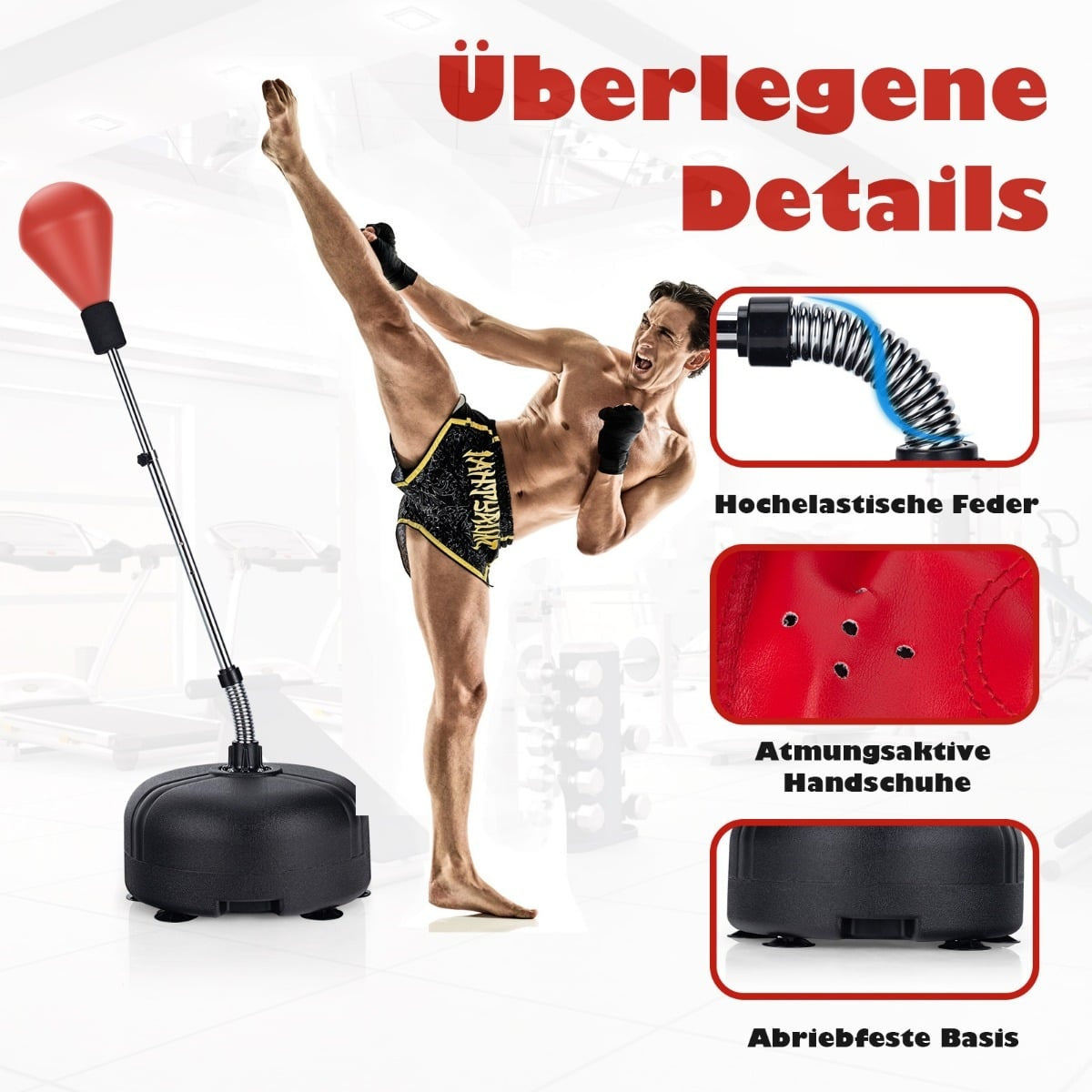 Adjustable Freestanding Punching Ball Set with Gloves