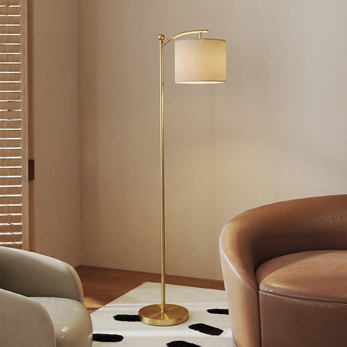 Adjustable Gold Metal Floor Lamp with Remote Control