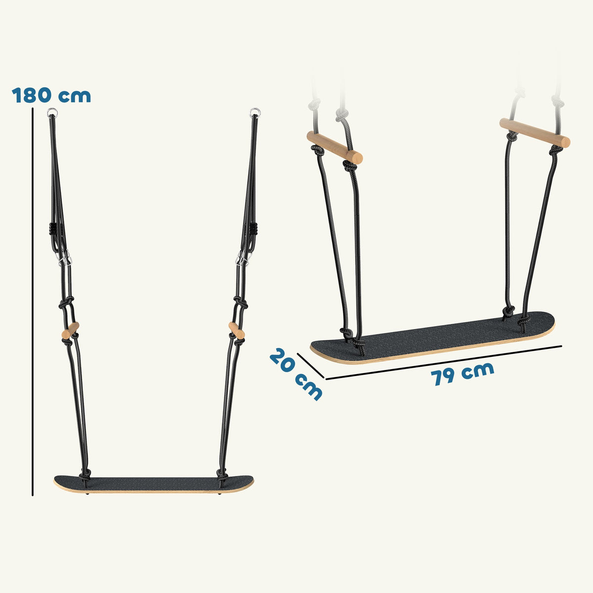 Adjustable Height Kids Skateboard Swing with Non-Slip Board
