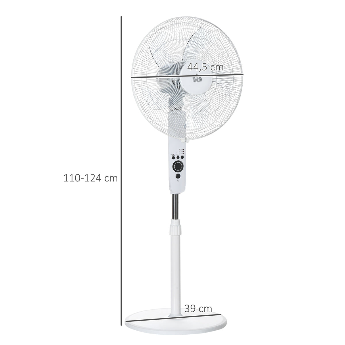 Adjustable Height Stand Fan with Remote, 3 Speeds, White