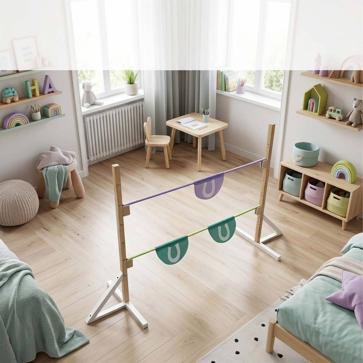Adjustable Hobby Horse Hurdle with Wooden Poles