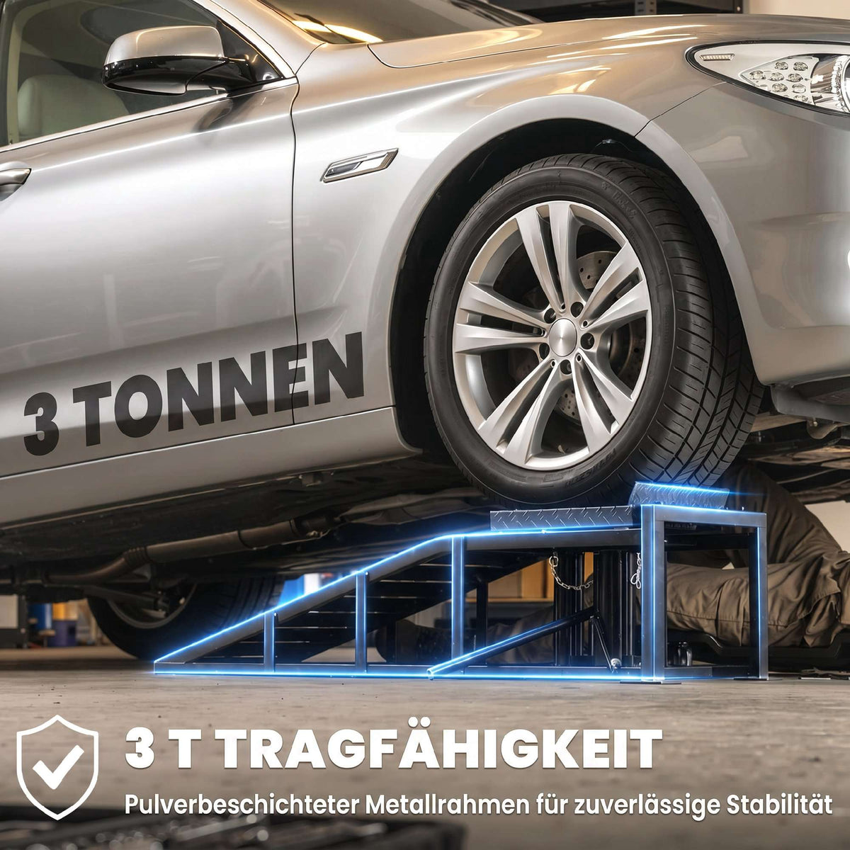 Adjustable Hydraulic Car Ramps Set, 3 Ton Capacity, 23–32.5 cm Height
