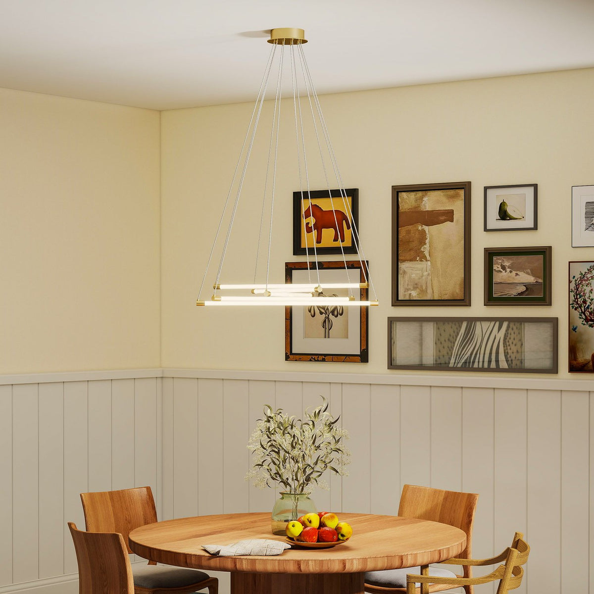 Adjustable LED Ceiling Light, 50W, 5 Tubes, Gold/White