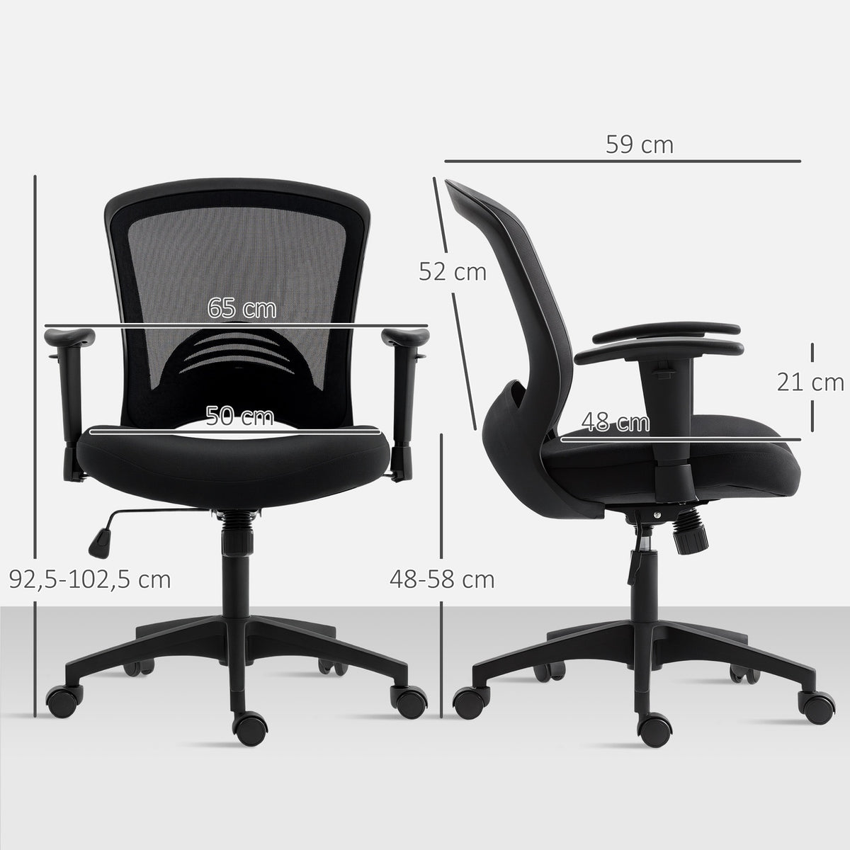 Adjustable Mesh Office Chair, Rolling, Black