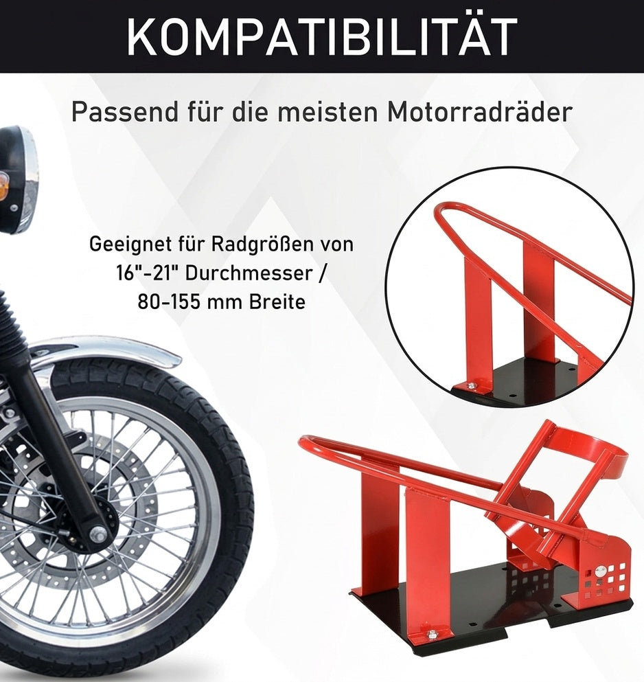 Adjustable Motorcycle Stand for 80-155mm Front Wheels, 450kg Capacity