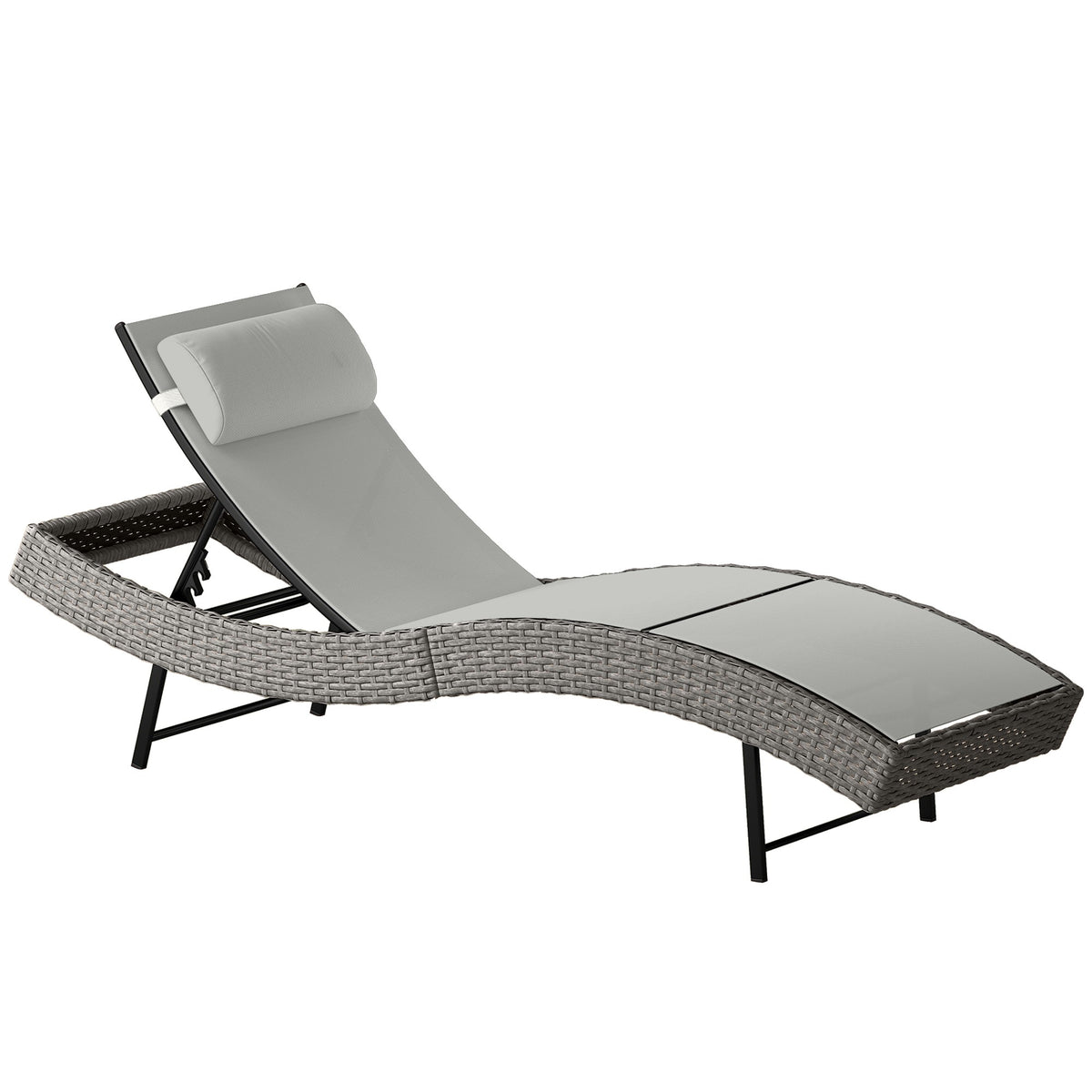 Adjustable Outdoor Sun Lounger with Breathable Mesh