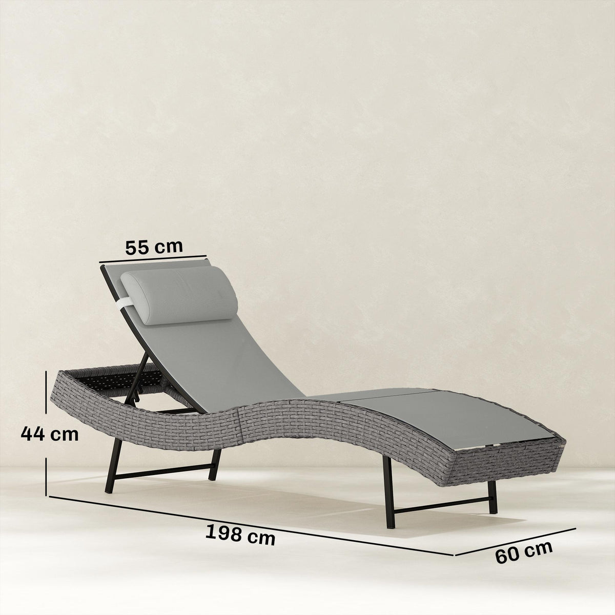 Adjustable Outdoor Sun Lounger with Breathable Mesh