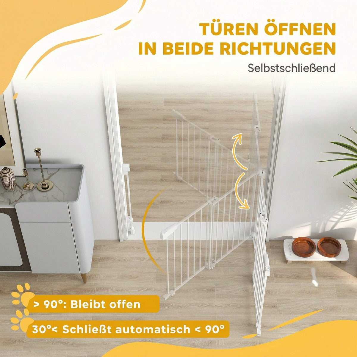 Adjustable Pet Gate, Auto-Close, 74.5-111.5 cm, White