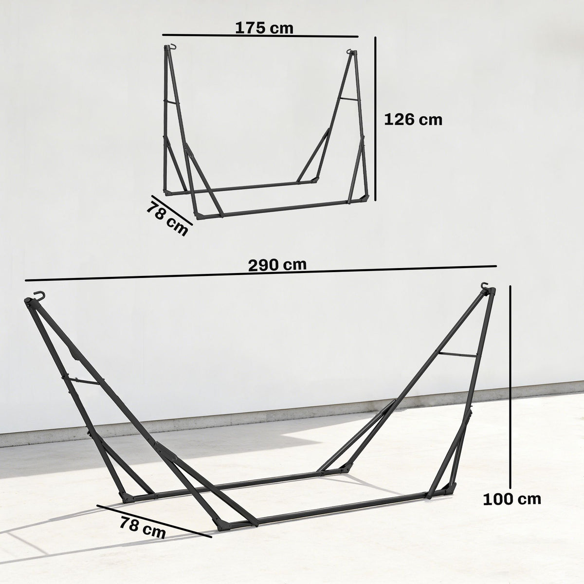 Adjustable Portable Hammock Stand with Carry Bag, Black